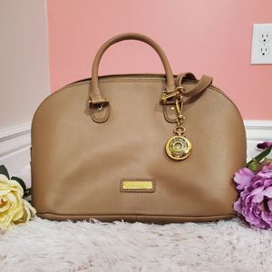 NWOT Fashionably Late Tan Leather Large Purse w/shoulder strap and pocket watch!